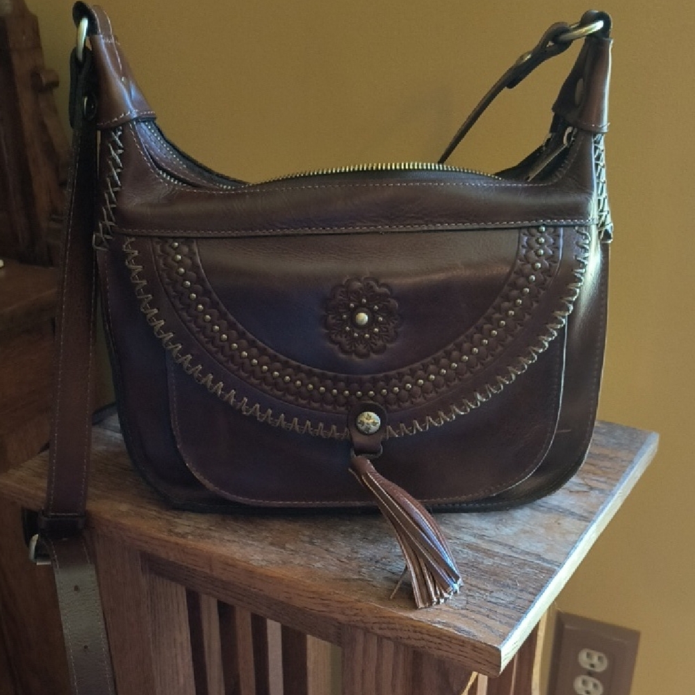 Patricia Nash Brown Crossbody Bag with Timeless Elegance